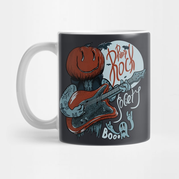 Pump Rock Society - Halloween Pumpkin Playing Guitar by anycolordesigns